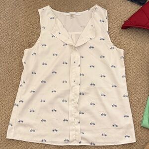 Fun 2 Fun White and Blue Bicycle Print Top